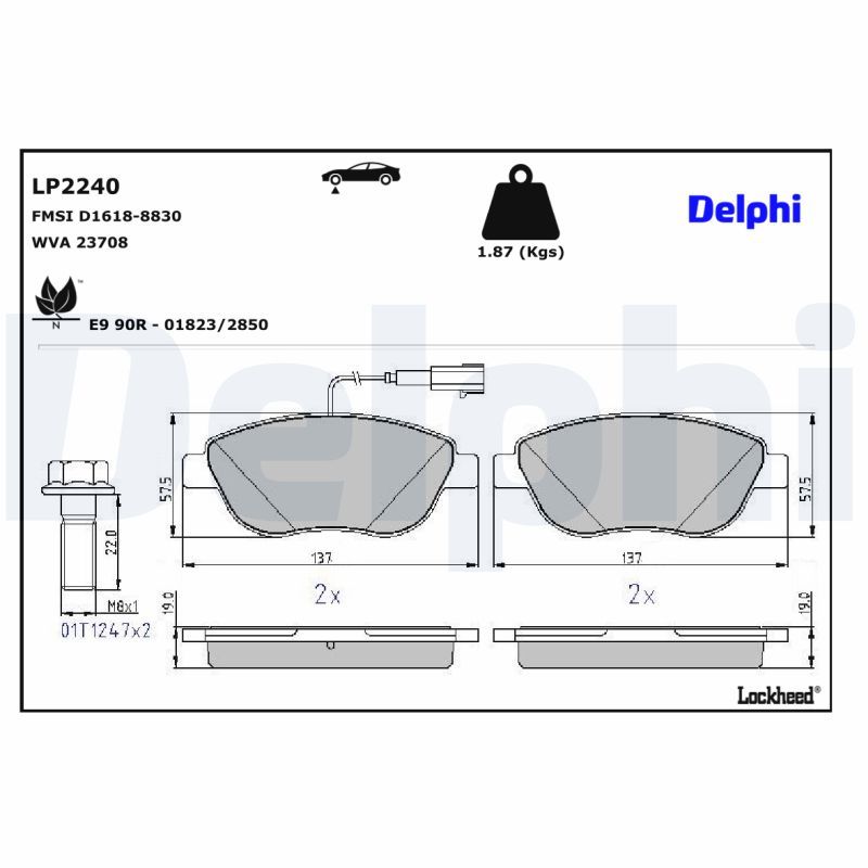DELPHI LP2240 Brake Pad Set, disc brake