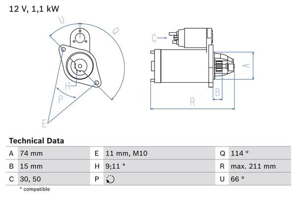 Стартер, Bosch 0986018480