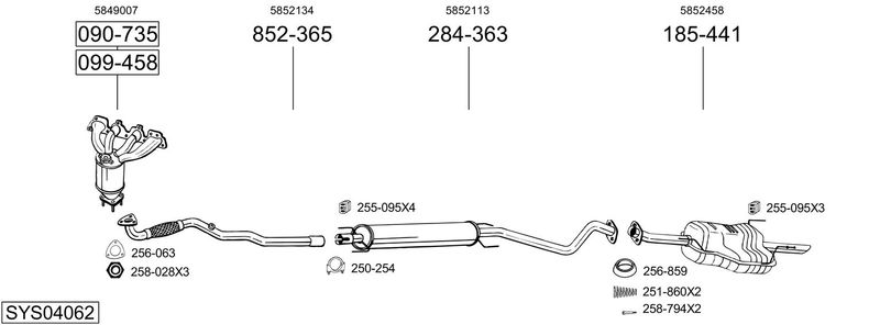 BOSAL kipufogórendszer SYS04062