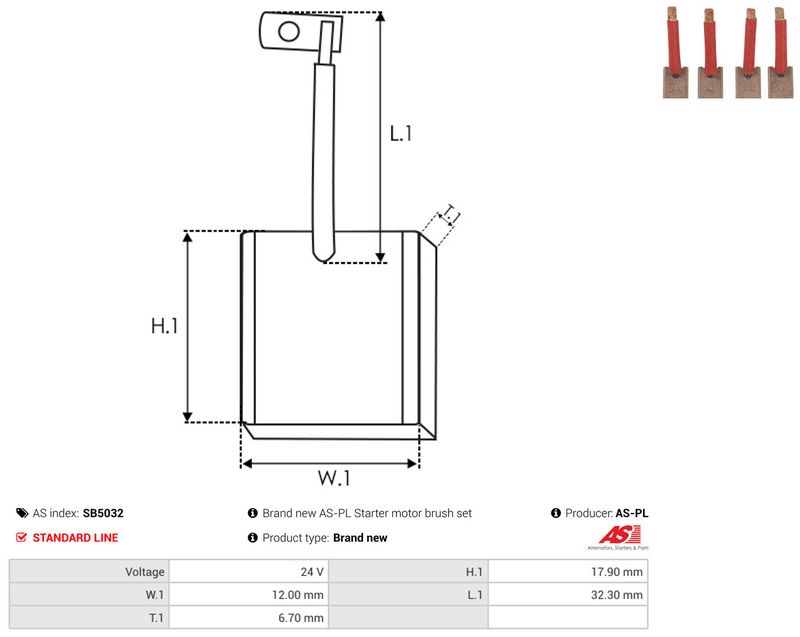 AS-PL SB5032 Carbon Brush, starter