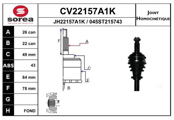 EAI csuklókészlet, hajtótengely CV22157A1K