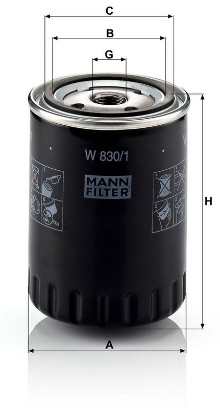 Filtru ulei W 830/1 MANN-FILTER
