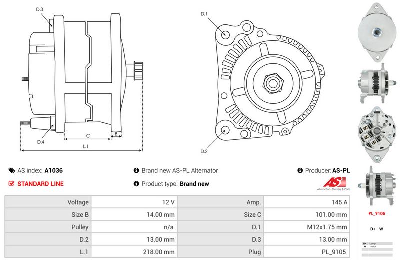 AS-PL A1036 Alternator