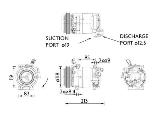 Компресор, система кондиціонування повітря, Mahle ACP1468000P