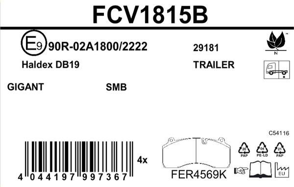 FERODO Plaquettes de frein à disque FCV1815B