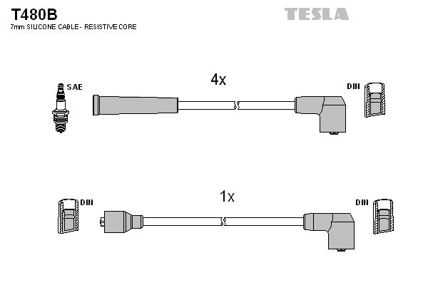 TESLA gyújtókábelkészlet T480B