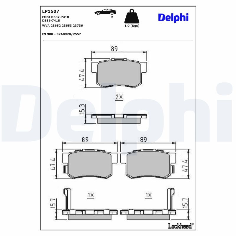 Piduriklotsi komplekt, ketaspidur, DELPHI LP1507