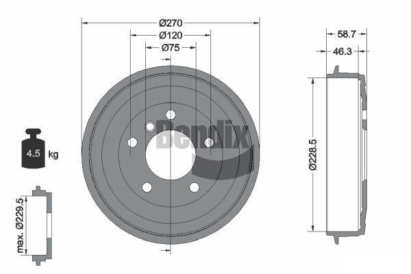 BENDIX Braking fékdob BDM1019