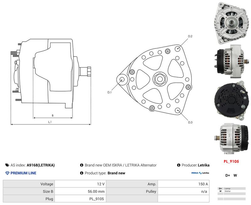 AS-PL A9168(LETRIKA) Alternator