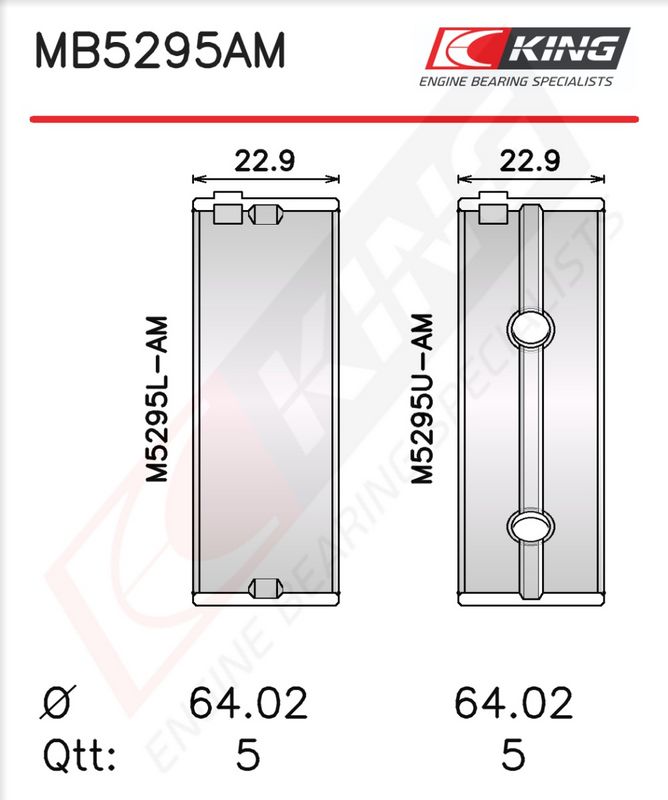 Set cuzineți arbore cotit KING MB5295AM0.5