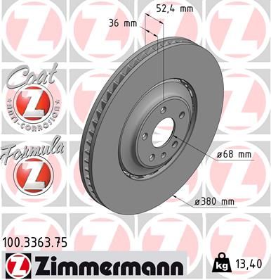 Гальмівний диск, Zimmermann 100.3363.75