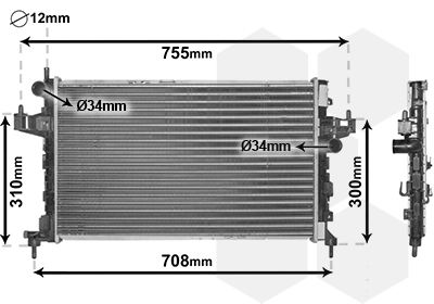 Радіатор, система охолодження двигуна, Van Wezel 37002380