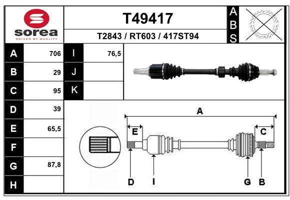 EAI hajtótengely T49417