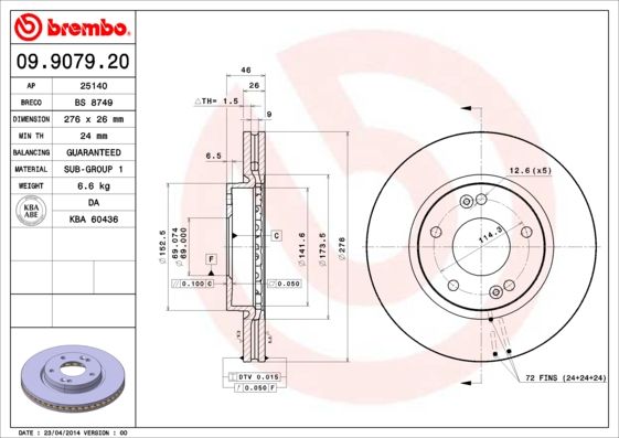 BREMBO Remschijf 09.9079.20