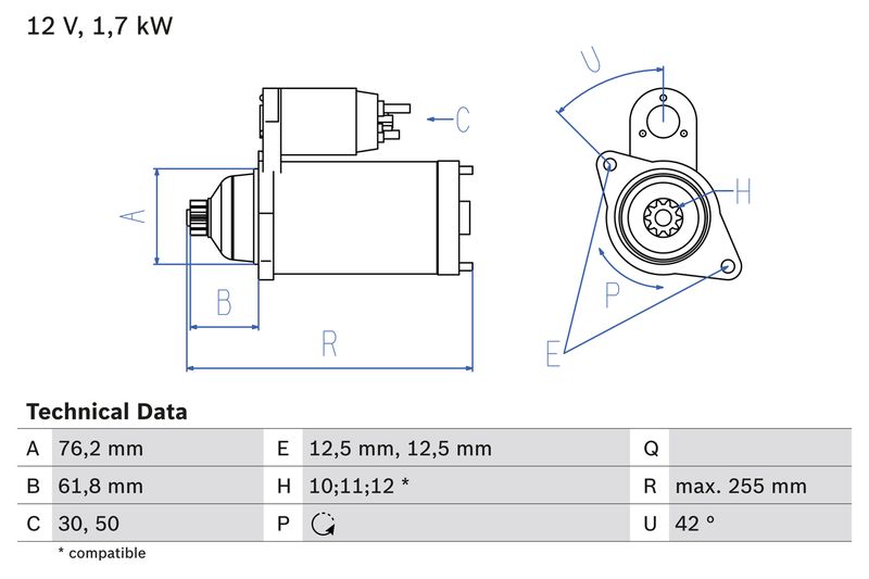 BOSCH önindító 0 986 020 260