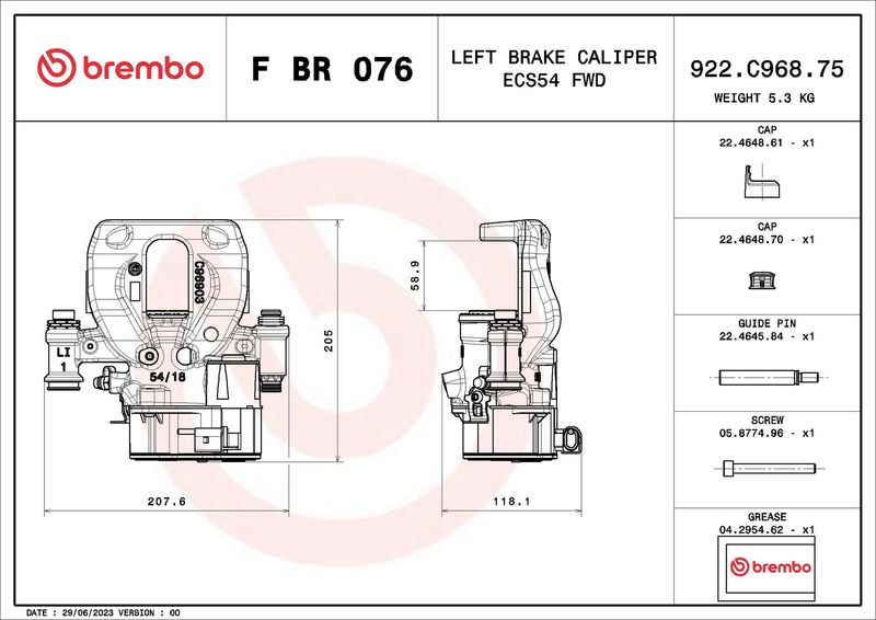 Гальмівний супорт, Brembo FBR076