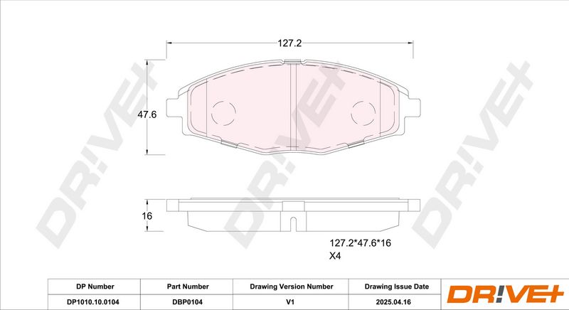 Set placute frana,frana disc DP1010.10.0104 Dr!ve+