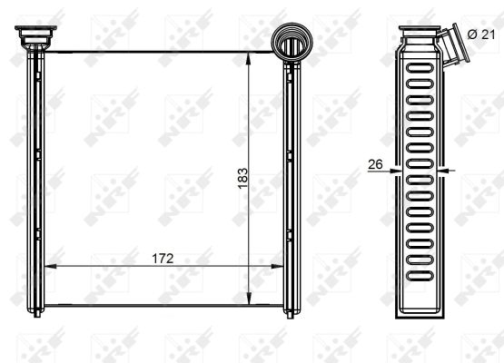 Теплообмінник, система опалення салону, VW Golf/Passat/Audi A3/Skoda Octavia 12-, Nrf 54342