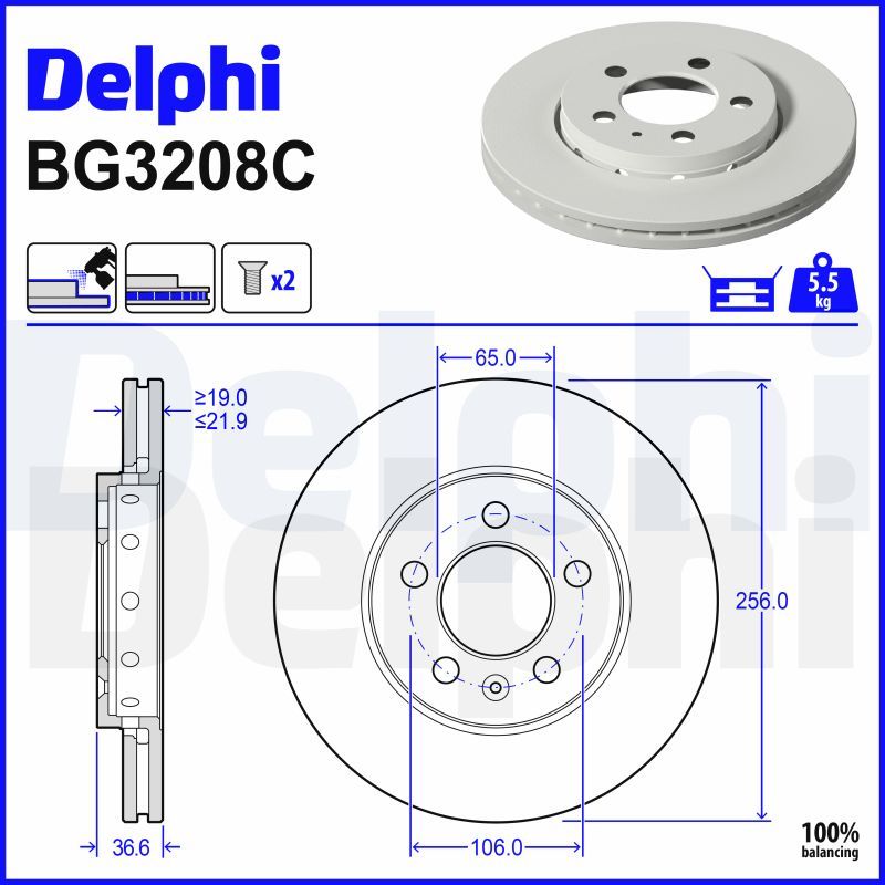 DELPHI BG3208C Гальмівний диск