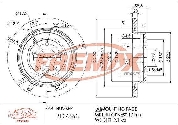 FREMAX BD-7363 Stabdžių diskas
