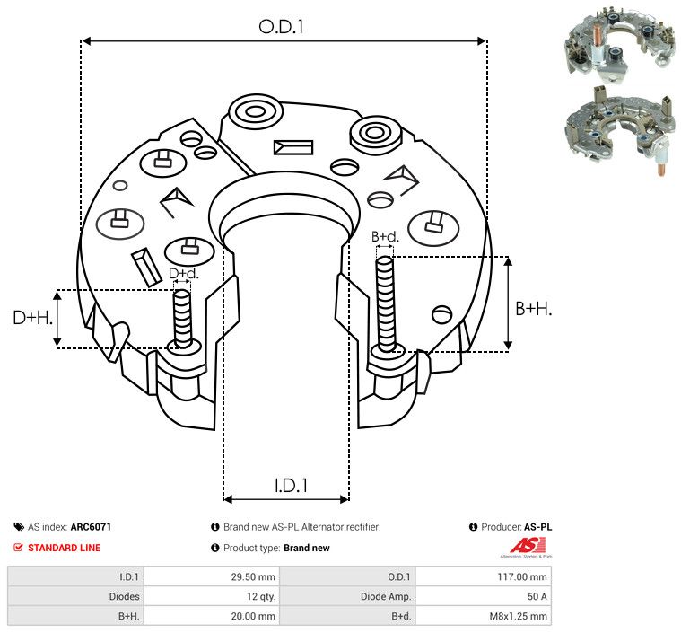 AS-PL ARC6071 Rectifier, alternator