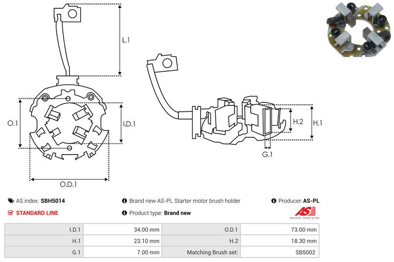 AS-PL SBH5014 Holder, carbon brushes