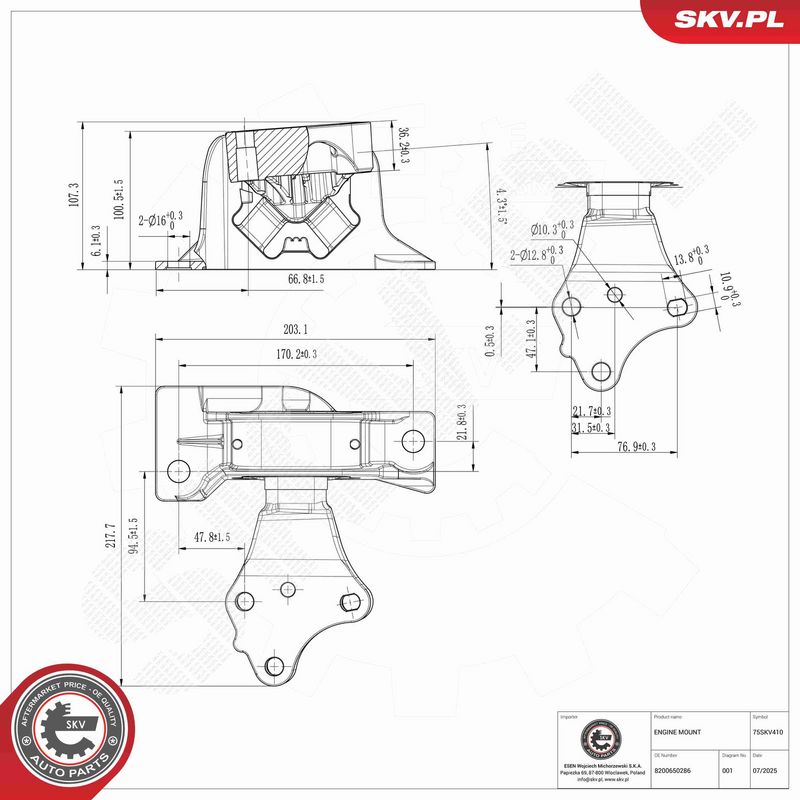 ESEN SKV 75SKV410 Mounting, engine