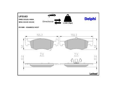 DELPHI LP3163 Brake Pad Set, disc brake
