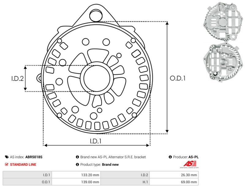 AS-PL ABR5018S Protective Cap, alternator