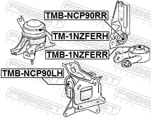 Опора, двигун, Febest TM-1NZFERH