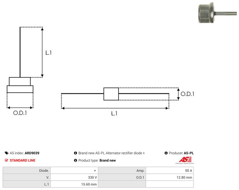 AS-PL ARD9039 Rectifier, alternator