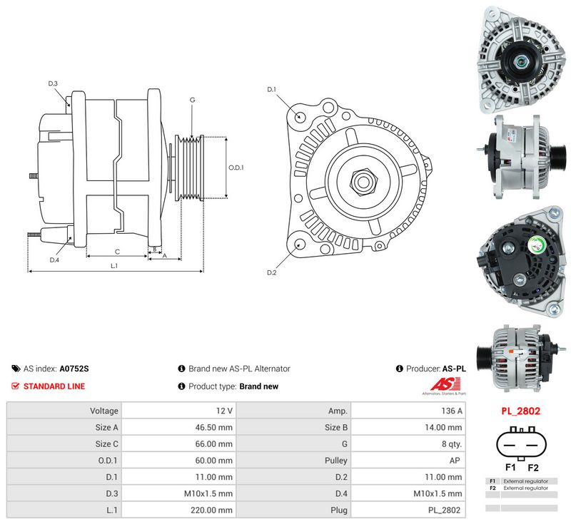 Generaator, AS-PL A0752S