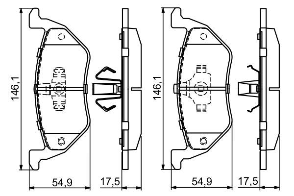 Комплект гальмівних накладок, дискове гальмо, Bosch 0986494683