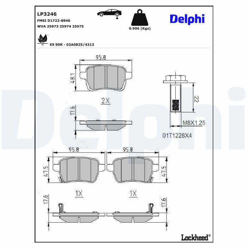 Piduriklotsi komplekt, ketaspidur, DELPHI LP3246