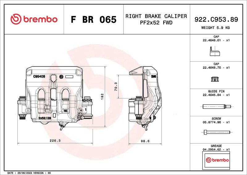 Гальмівний супорт, Brembo FBR065