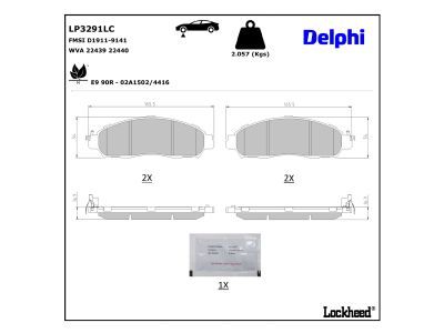 DELPHI LP3291LC - Stabdžių kaladėlių komplektas