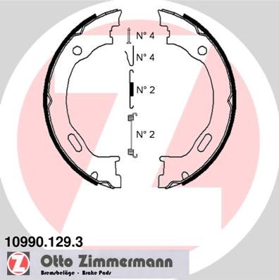 Комплект гальмівних колодок, стоянкове гальмо, Zimmermann 10990.129.3