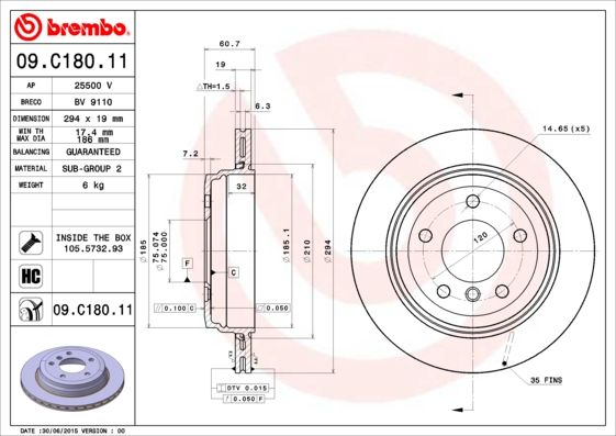 Гальмівний диск, Brembo 09.C180.11