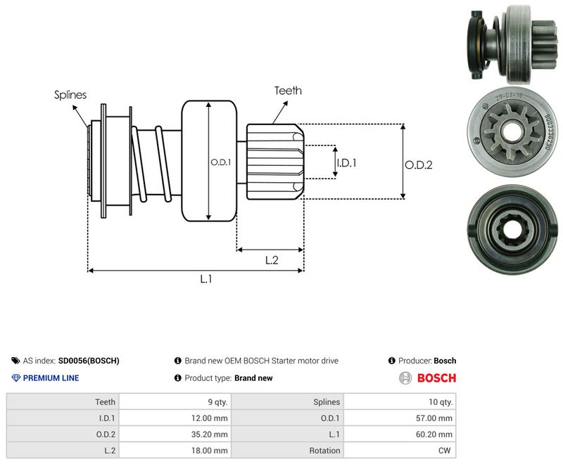 AS-PL SD0056(BOSCH) Freewheel Gear, starter
