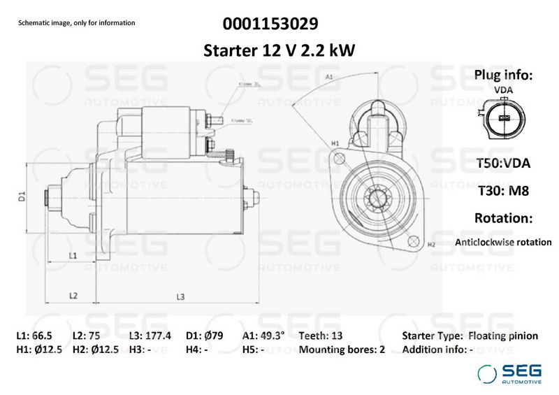 SEG Automotive 0001153029 Starter