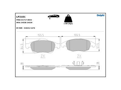 DELPHI LP2101 Brake Pad Set, disc brake