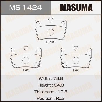 Комплект гальмівних колодок, Masuma MS-1424