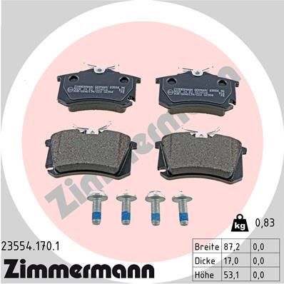 ZIMMERMANN fékbetétkészlet, tárcsafék 23554.170.1