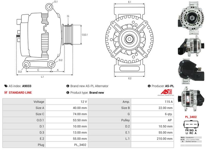 AS-PL A9033 Alternator