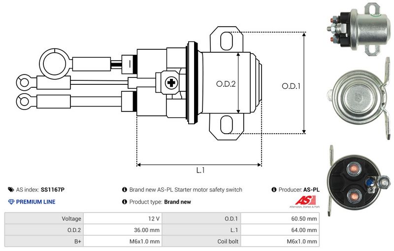 AS-PL SS1167P Solenoid Switch, starter
