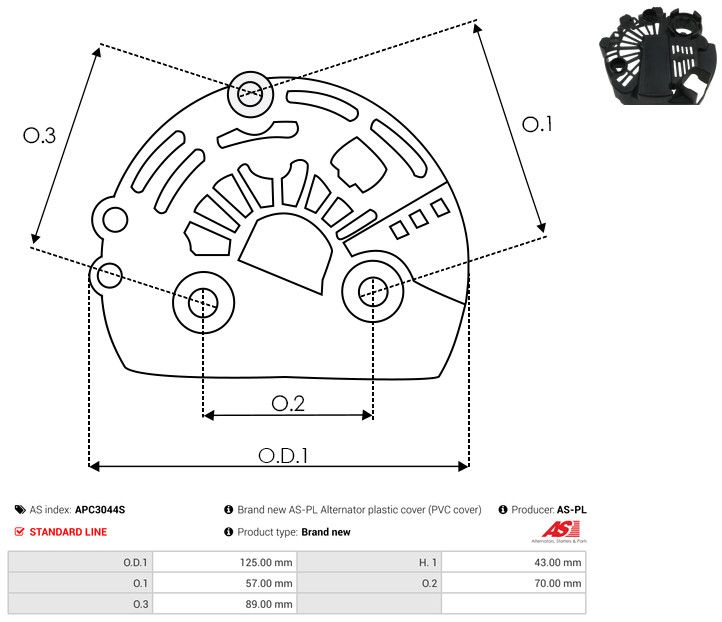 AS-PL APC3044S Protective Cap, alternator