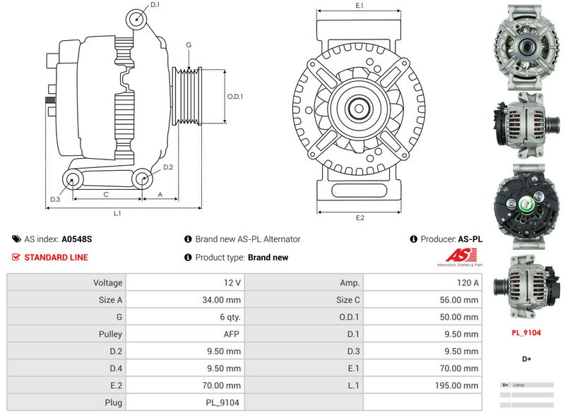 AS-PL A0548S Alternator