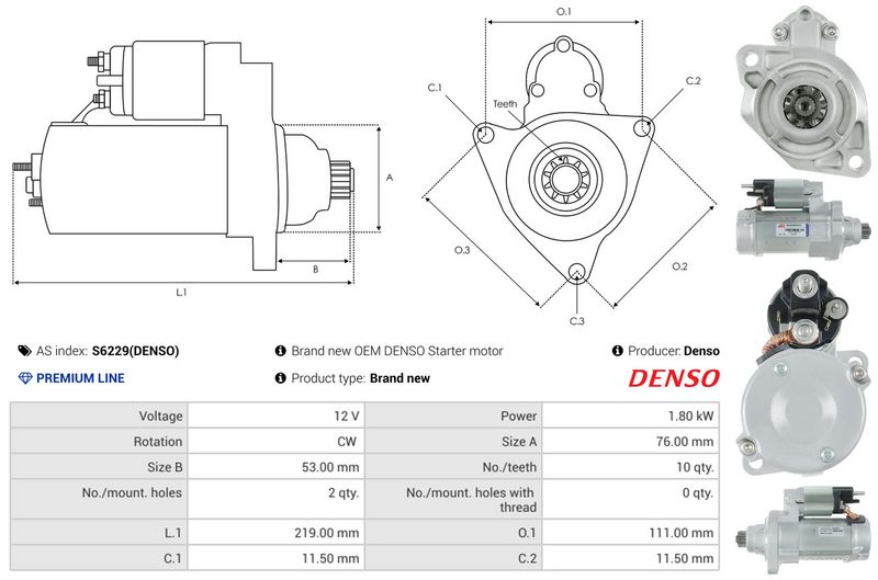 AS-PL S6229(DENSO) Starter