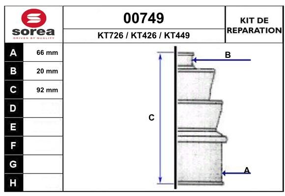 SNRA 00749 - Bellow Kit, drive shaft
