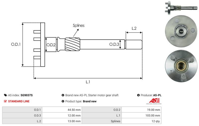 Remondikomplekt, Starter, AS-PL SG9037S
